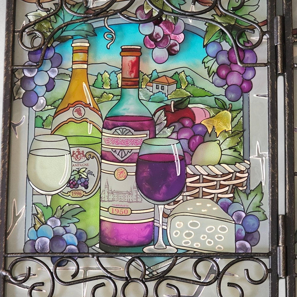 AMIA Hand Painted Glass Wine Vineyard Picture Frame 3" x 4" - Picture 3 of 12